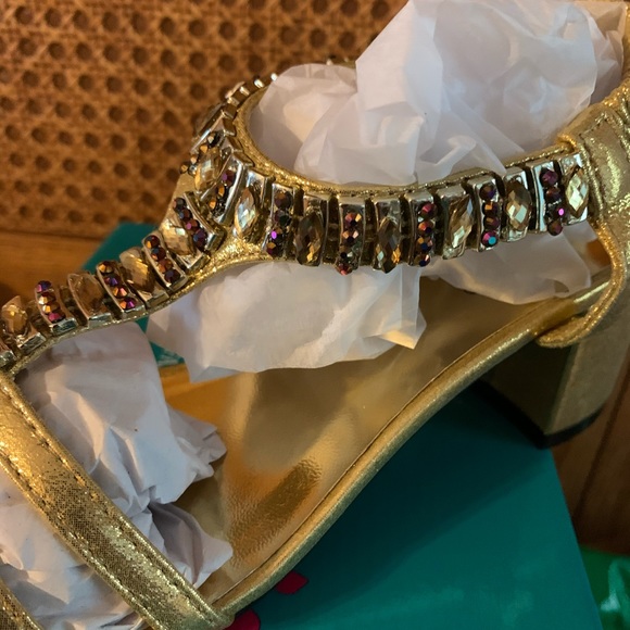 Lena Luisa Molly 12 Gold T Strap Sandals - Picture 7 of 16